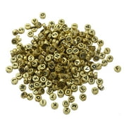 100Pc Acrylic Beads Loose Beads Letter Beads Flat Circle 26 Single Letters (Gold,A)